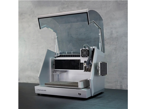 Makera Carvera Desktop CNC Machine left side and opened the lid